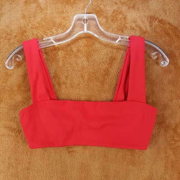 WEWOREWHAT Womens Sports Bra XS Red Pullover Wide Strap Light Support Crop Top - Picture 2 of 9
